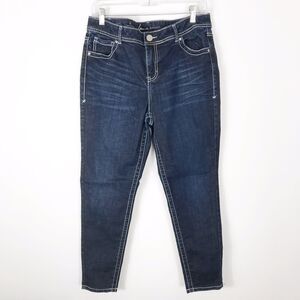 Lane Bryant Jeans Straight Skinny‎ Genius Fit Distressed Slim Cut Size 16 Short